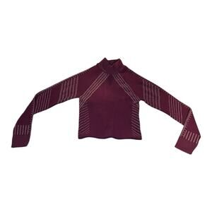 Fabletics Deco SculptKnit Size M Compression Ribbed Back‎ Long Sleeve Top Purple